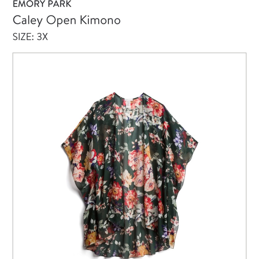 Emory Park Open Kimono Flower Print 3X